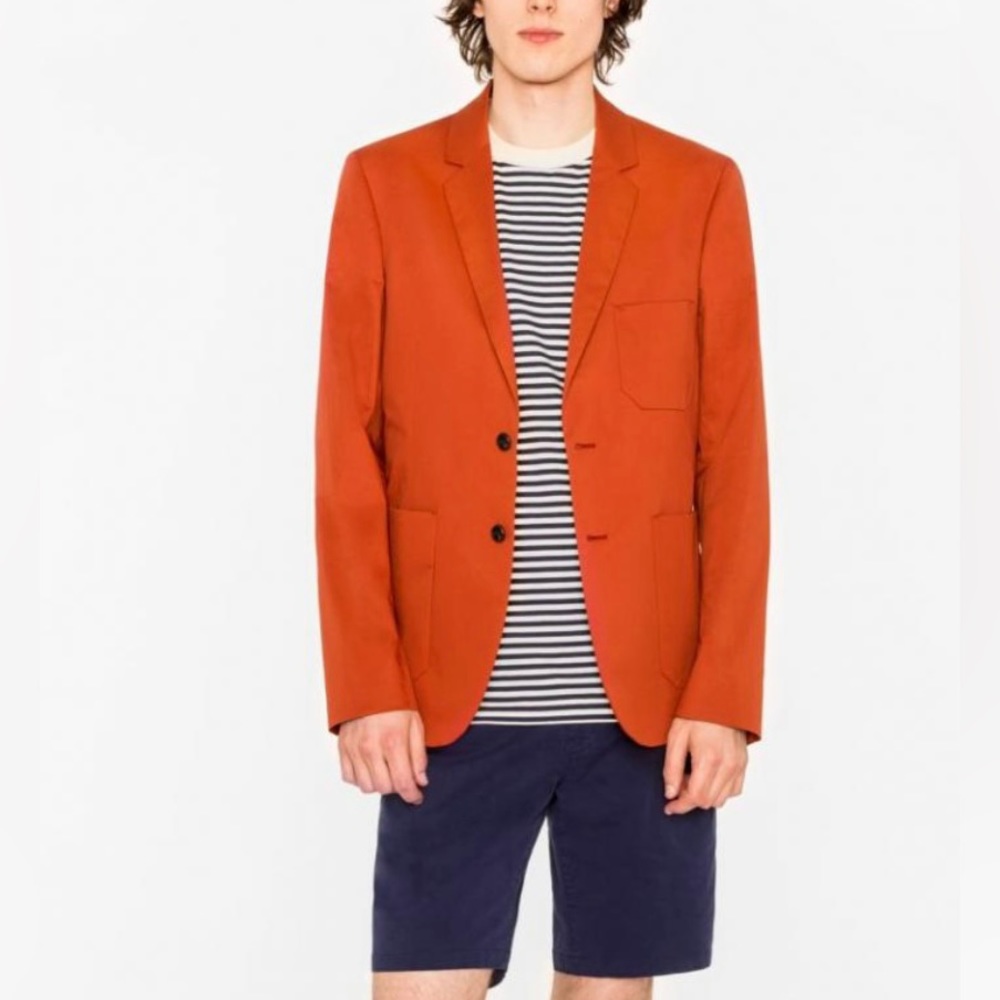 NWT: Paul Smith Slim-Fit Cotton Buggy-Lined Blazer Mens Orange size 40:50